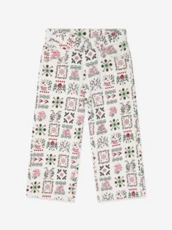 Kenzo Kids GirlsSeasonal Print Trousers In Ivory