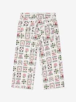 Kenzo Kids GirlsSeasonal Print Trousers In Ivory -Childrens Clothing Store KENA3139 12P 2