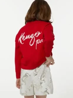 Kenzo Kids Girls Knitted Dragon Jumper In Red 7 Kenzo Kids Girls Knitted Dragon Jumper In Red -Childrens Clothing Store KENS4005 BRIGHT RED 4