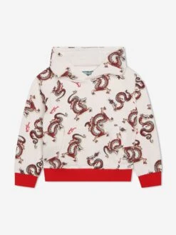 Kenzo Kids Kids Dragon Print Hoodie In Ivory