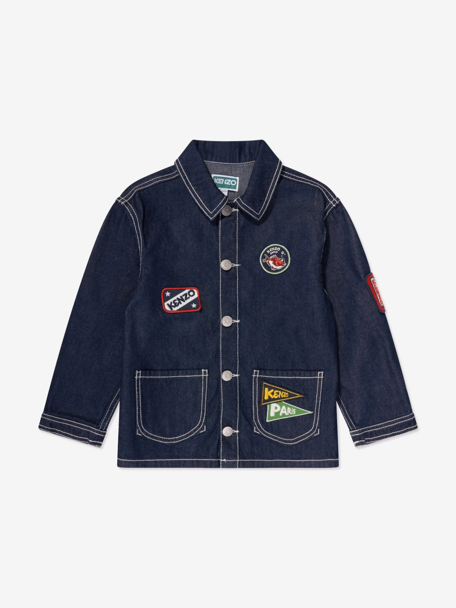 Kenzo Kids Boys Embroidered Denim Jacket In Blue 1 Kenzo Kids Boys Embroidered Denim Jacket In Blue