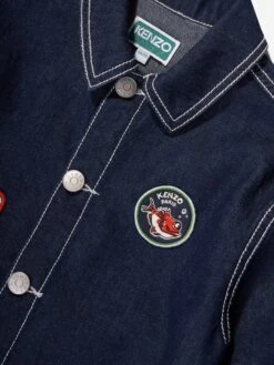 Kenzo Kids Boys Embroidered Denim Jacket In Blue 10 Kenzo Kids Boys Embroidered Denim Jacket In Blue -Childrens Clothing Store KENS4168 RAW DENIM 3