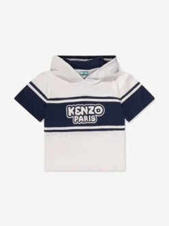 Kenzo Kids Boys Hooded Logo T-Shirt In Ivory