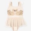 Girls Strut Swan Swimsuit In Pink