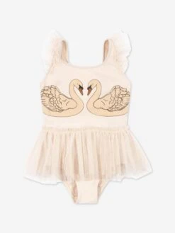 Girls Strut Swan Swimsuit In Pink