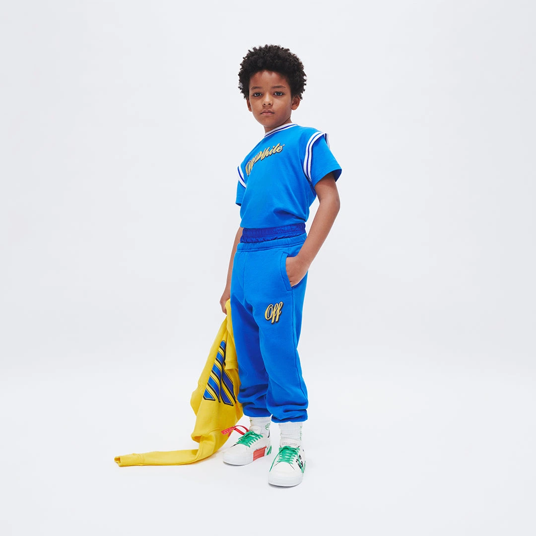Off-White Boys Baseball Logo Joggers In Blue 2 Off-White Boys Baseball Logo Joggers In Blue - Image 2
