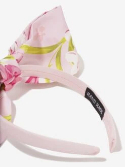 Girls Floral Bow Headband In Pink 7 Girls Floral Bow Headband In Pink -Childrens Clothing Store MAMALUMA 144156 4