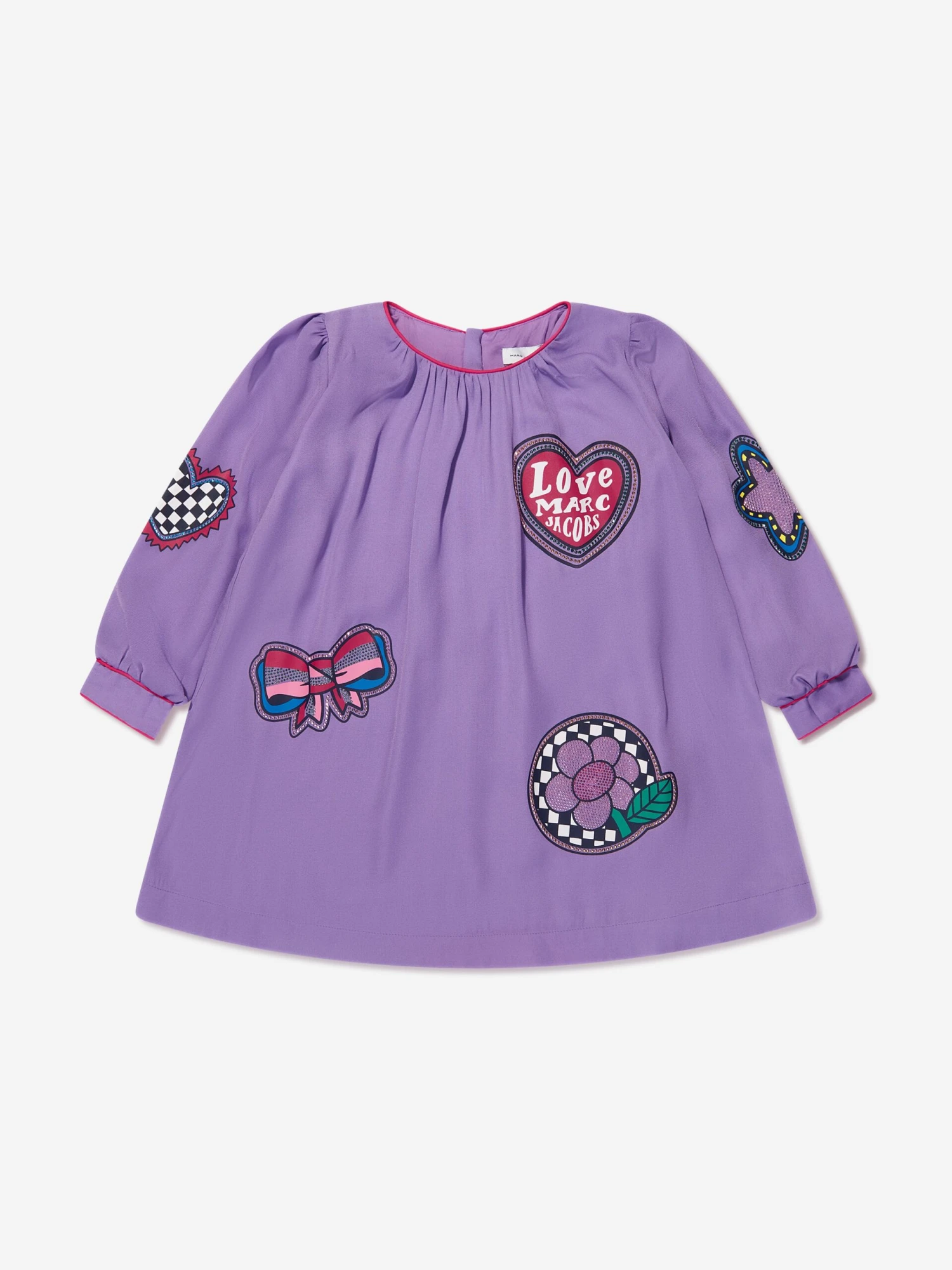 Marc Jacobs Girls Badge Print Dress In Purple 1 Marc Jacobs Girls Badge Print Dress In Purple