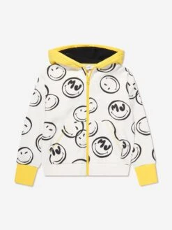 Marc Jacobs Boys Smiley Zip Up Top In Ivory