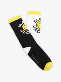Marc Jacobs Kids Smiley Logo Socks In Black