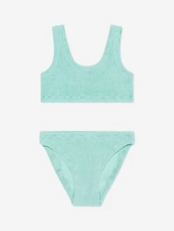 MC2 Saint Barth Girls Crinkle Bralette Bikini In Green