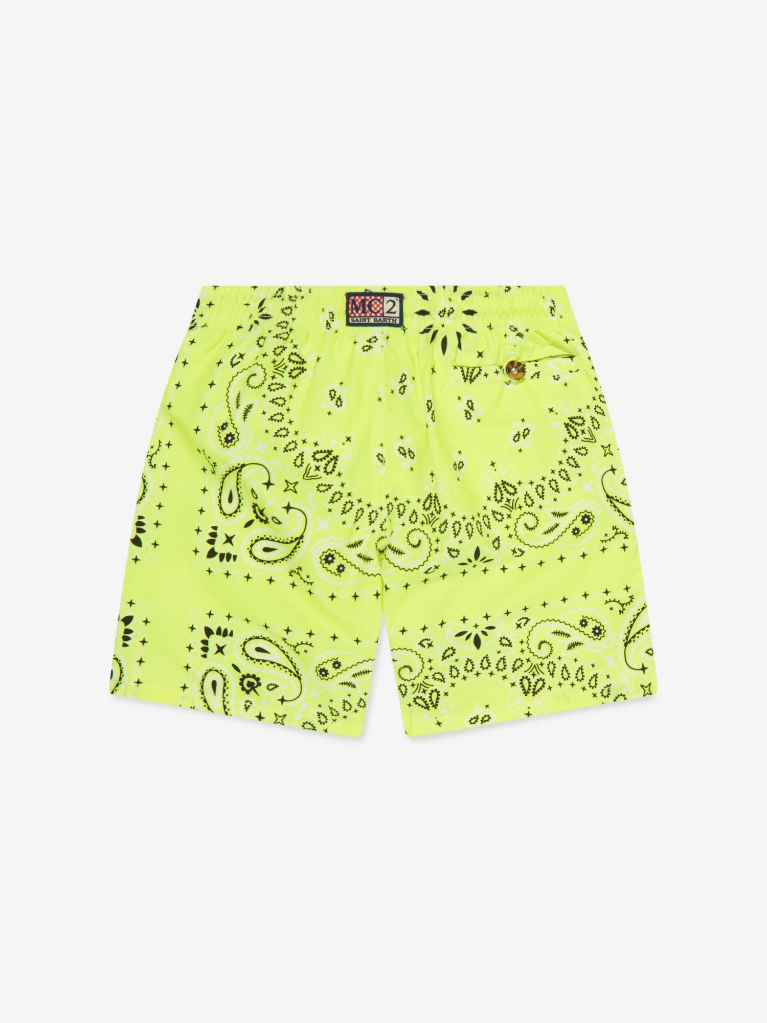 MC2 Saint Barth Boys Bandana Print Swim Shorts In Yellow 2 MC2 Saint Barth Boys Bandana Print Swim Shorts In Yellow - Image 2