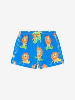 MC2 Saint Barth Boys Skateboard Leo Swim Shorts In Blue