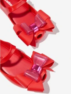Mini Melissa Girls Mini Ultragirl Fab Bow Ballerinas In Red 6 Mini Melissa Girls Mini Ultragirl Fab Bow Ballerinas In Red -Childrens Clothing Store MELS4011 PINK RED 3