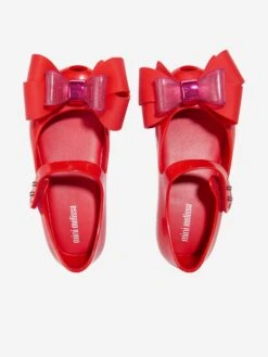 Mini Melissa Girls Mini Ultragirl Fab Bow Ballerinas In Red 7 Mini Melissa Girls Mini Ultragirl Fab Bow Ballerinas In Red -Childrens Clothing Store MELS4011 PINK RED 4