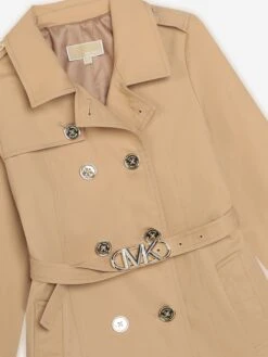 Michael Kors Girls Trench Coat In Brown -Childrens Clothing Store MICS4024 FICELLE 3
