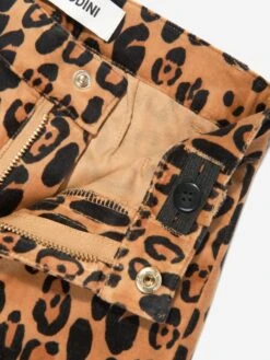 Mini Rodini Girls Leopard Velvet Flared Trousers In Brown -Childrens Clothing Store MINS4016 BROWN 4