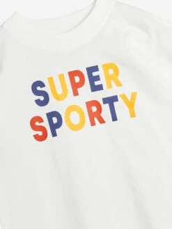 Mini Rodini Kids Super Sporty T-Shirt In Ivory 6 Mini Rodini Kids Super Sporty T-Shirt In Ivory -Childrens Clothing Store MINS4054 OFFWHITE 3