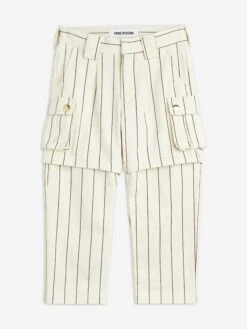Mini Rodini Kids Striped Cargo Trousers In Ivory