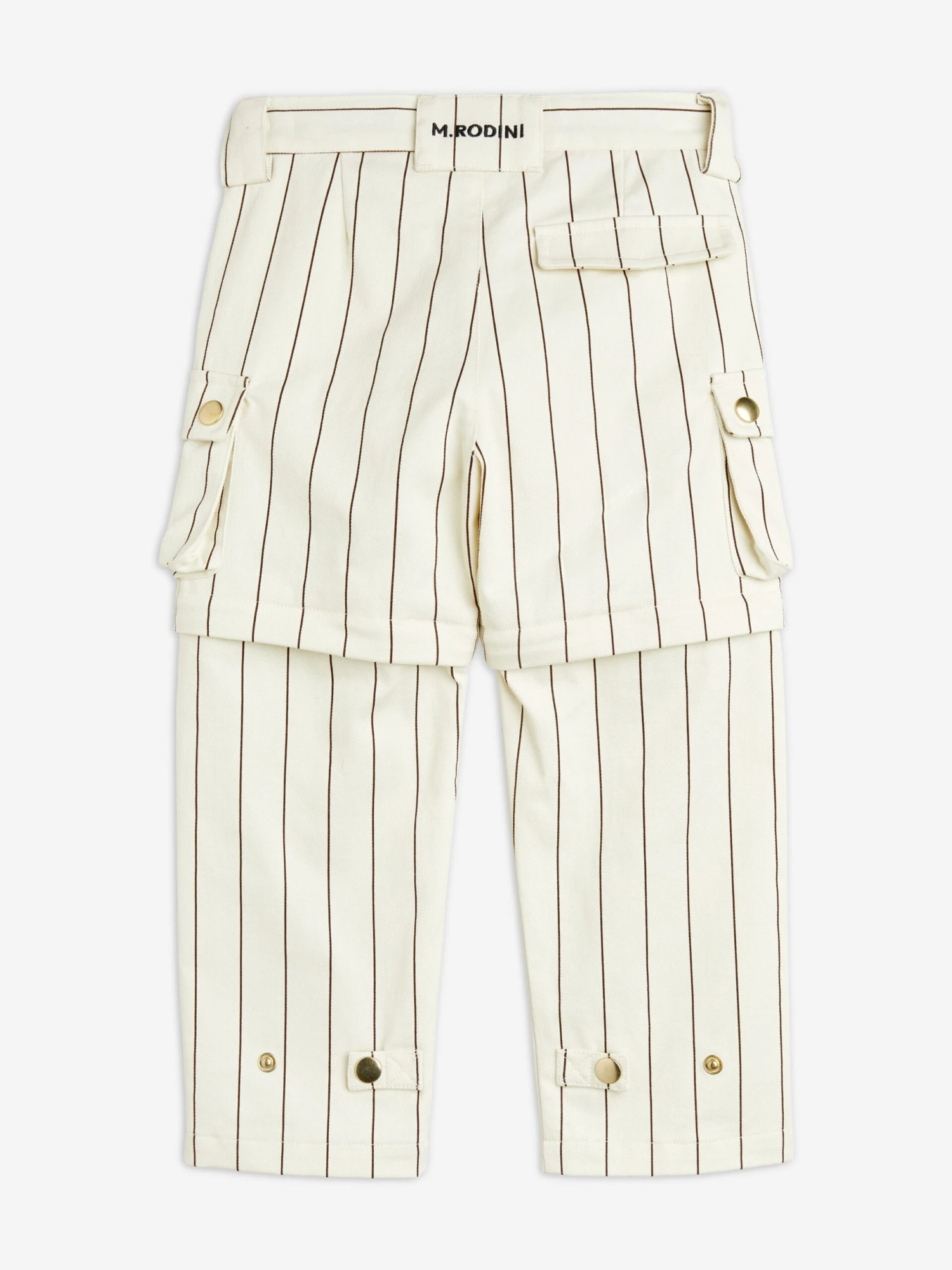 Mini Rodini Kids Striped Cargo Trousers In Ivory 2 Mini Rodini Kids Striped Cargo Trousers In Ivory - Image 2