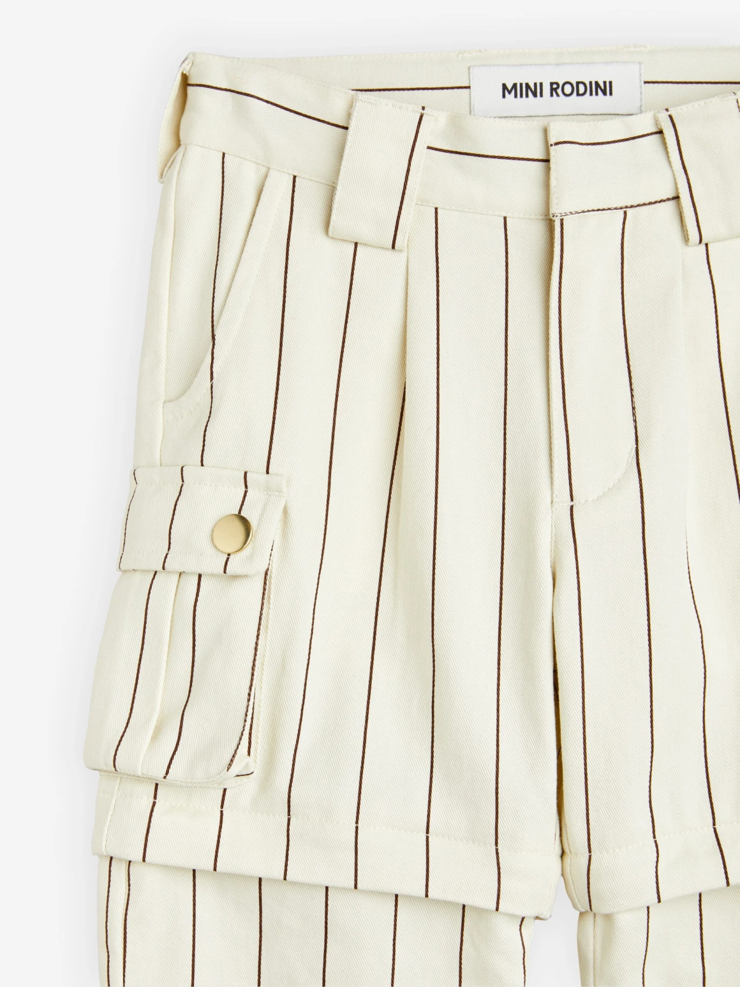 Mini Rodini Kids Striped Cargo Trousers In Ivory 3 Mini Rodini Kids Striped Cargo Trousers In Ivory - Image 3