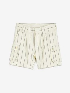 Mini Rodini Kids Striped Cargo Trousers In Ivory 11 Mini Rodini Kids Striped Cargo Trousers In Ivory -Childrens Clothing Store MINS4071 OFFWHITE 6