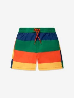 Mini Rodini Boys Striped Swim Shorts In Multicolour