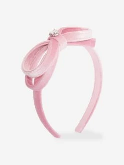 Monnalisa Girls Velvet Bow Headband In Pink