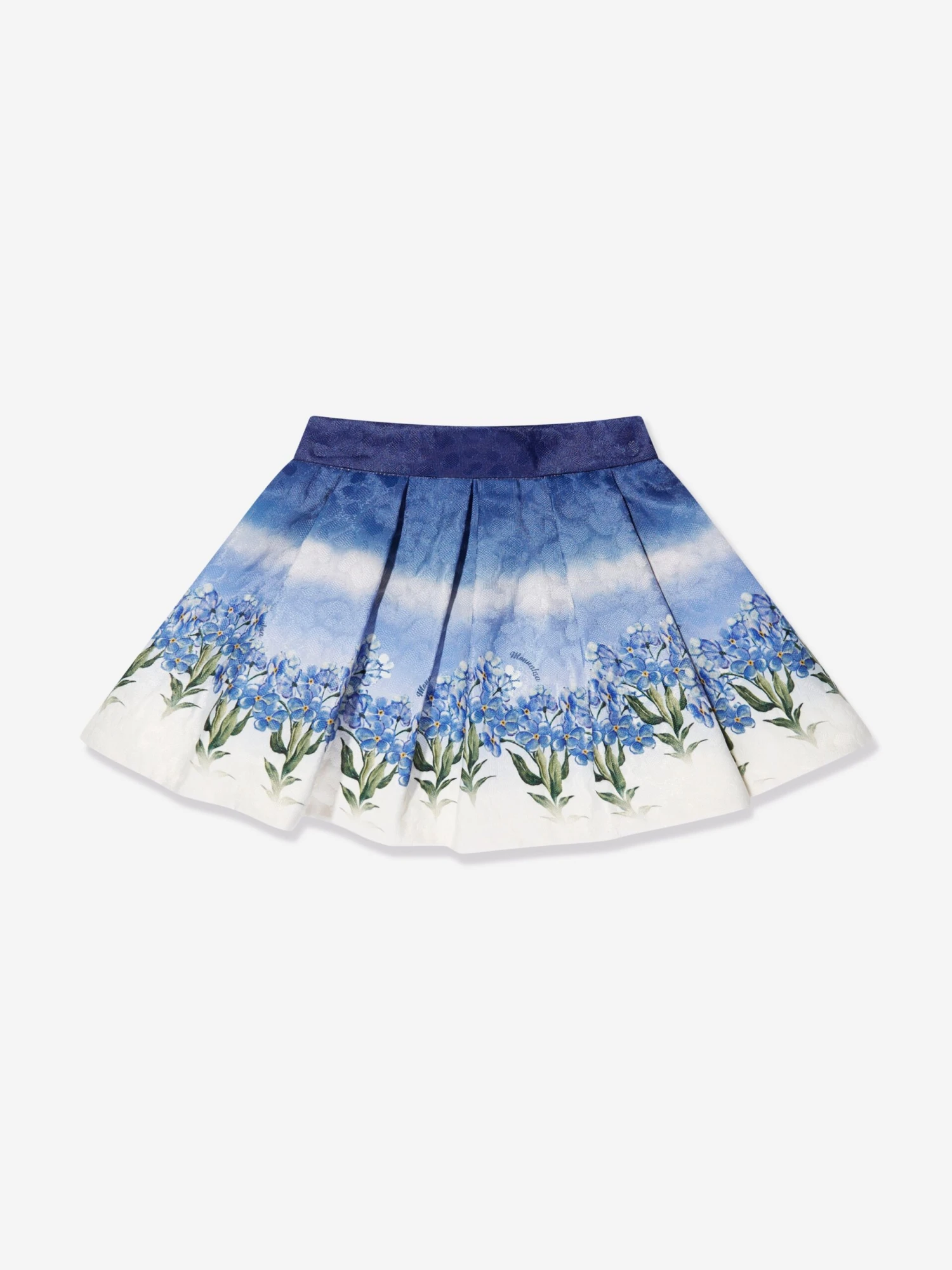 Monnalisa Girls Floral Faded Skirt In Blue 1 Monnalisa Girls Floral Faded Skirt In Blue