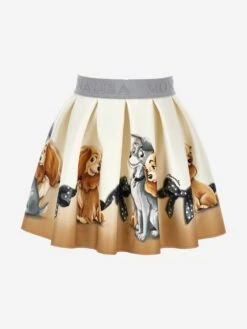 Monnalisa Girls Neoprene Lady And The Tramp Skirt In Ivory