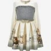 Monnalisa Girls Neoprene Romantic London Dress In Ivory