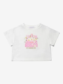 Monnalisa Girls Cotton Jersey Daisy Purse T-Shirt