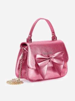 Monnalisa Girls Glitter Bow Handbag In Pink (21cm) 7 Monnalisa Girls Glitter Bow Handbag In Pink (21cm) -Childrens Clothing Store MLSS4009 SACHET PINK 2