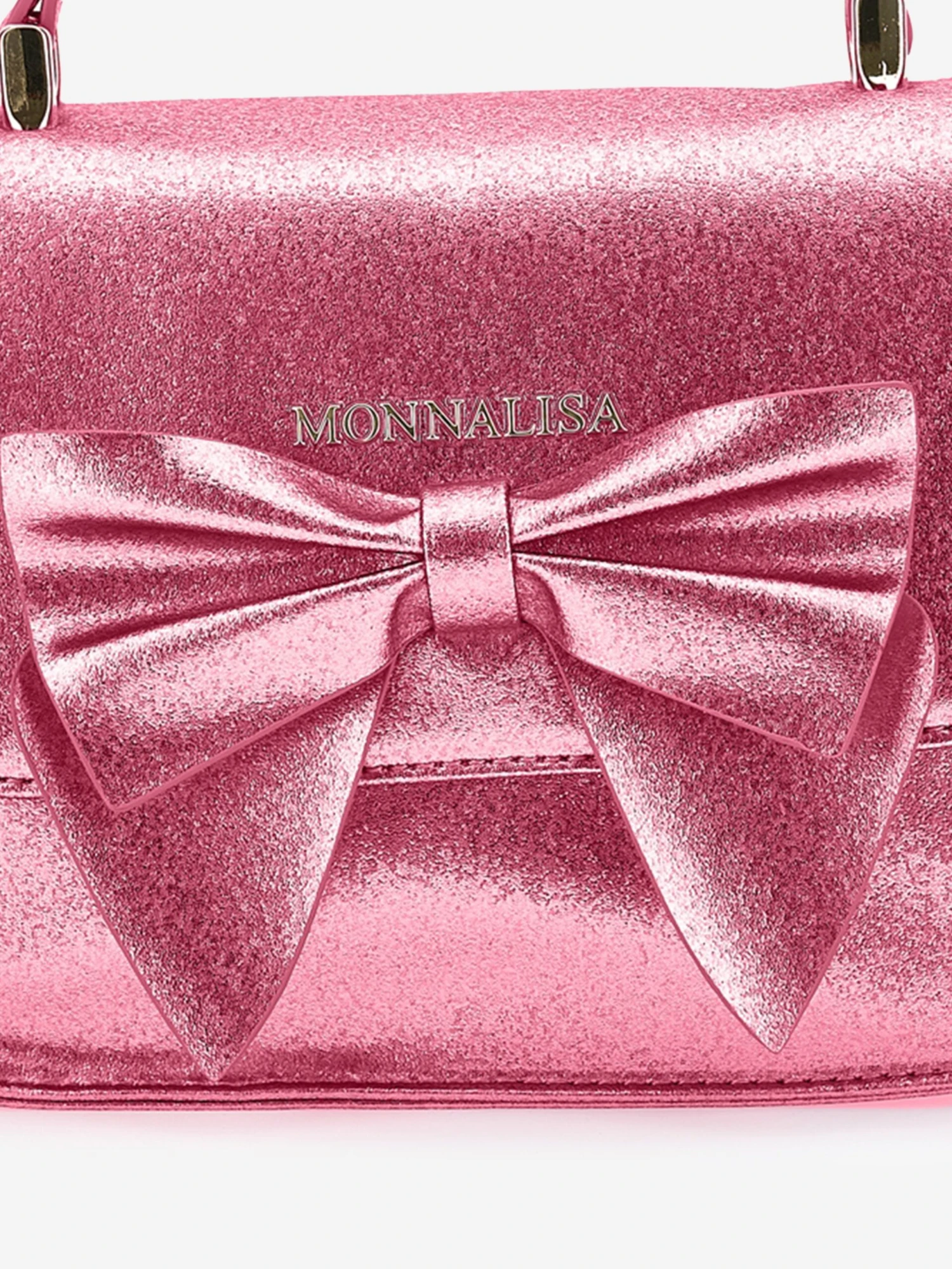 Monnalisa Girls Glitter Bow Handbag In Pink (21cm) 5 Monnalisa Girls Glitter Bow Handbag In Pink (21cm) - Image 5