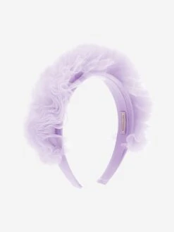 Monnalisa Girls Ruched Tulle Headband In Purple 12 Monnalisa Girls Ruched Tulle Headband In Purple -Childrens Clothing Store MLSS4011 GLICINE 2