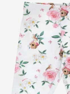 Monnalisa Baby Girls Bird House Leggings In White 5 Monnalisa Baby Girls Bird House Leggings In White -Childrens Clothing Store MLSS4035 BIANCO MULTICOLOR 3