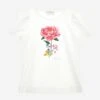 Monnalisa Girls Flower T-Shirt In Ivory