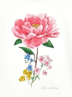 Monnalisa Girls Flower T-Shirt In Ivory 5 Monnalisa Girls Flower T-Shirt In Ivory -Childrens Clothing Store MLSS4052 PANNA 3