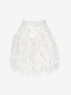 Monnalisa Girls Satin Leaf Skirt In Ivory 10 Monnalisa Girls Satin Leaf Skirt In Ivory -Childrens Clothing Store MLSS4054 PANNA 2