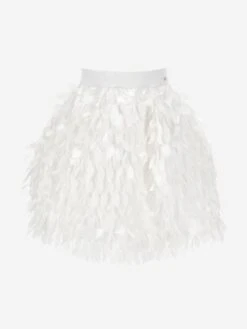 Monnalisa Girls Satin Leaf Skirt In Ivory