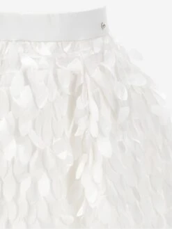 Monnalisa Girls Satin Leaf Skirt In Ivory 8 Monnalisa Girls Satin Leaf Skirt In Ivory -Childrens Clothing Store MLSS4054 PANNA 3
