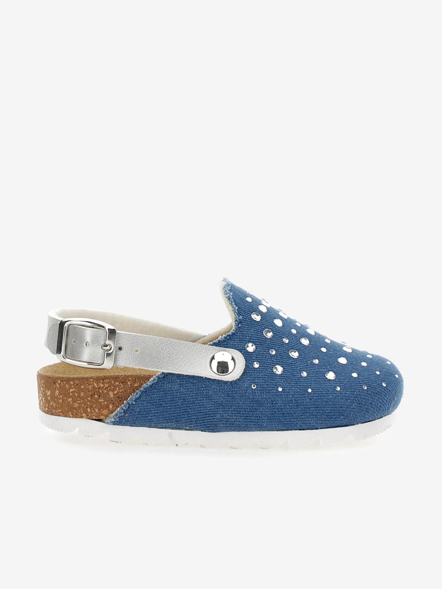 Monnalisa Girls Denim Rhinestone Sandals In Blue 1 Monnalisa Girls Denim Rhinestone Sandals In Blue