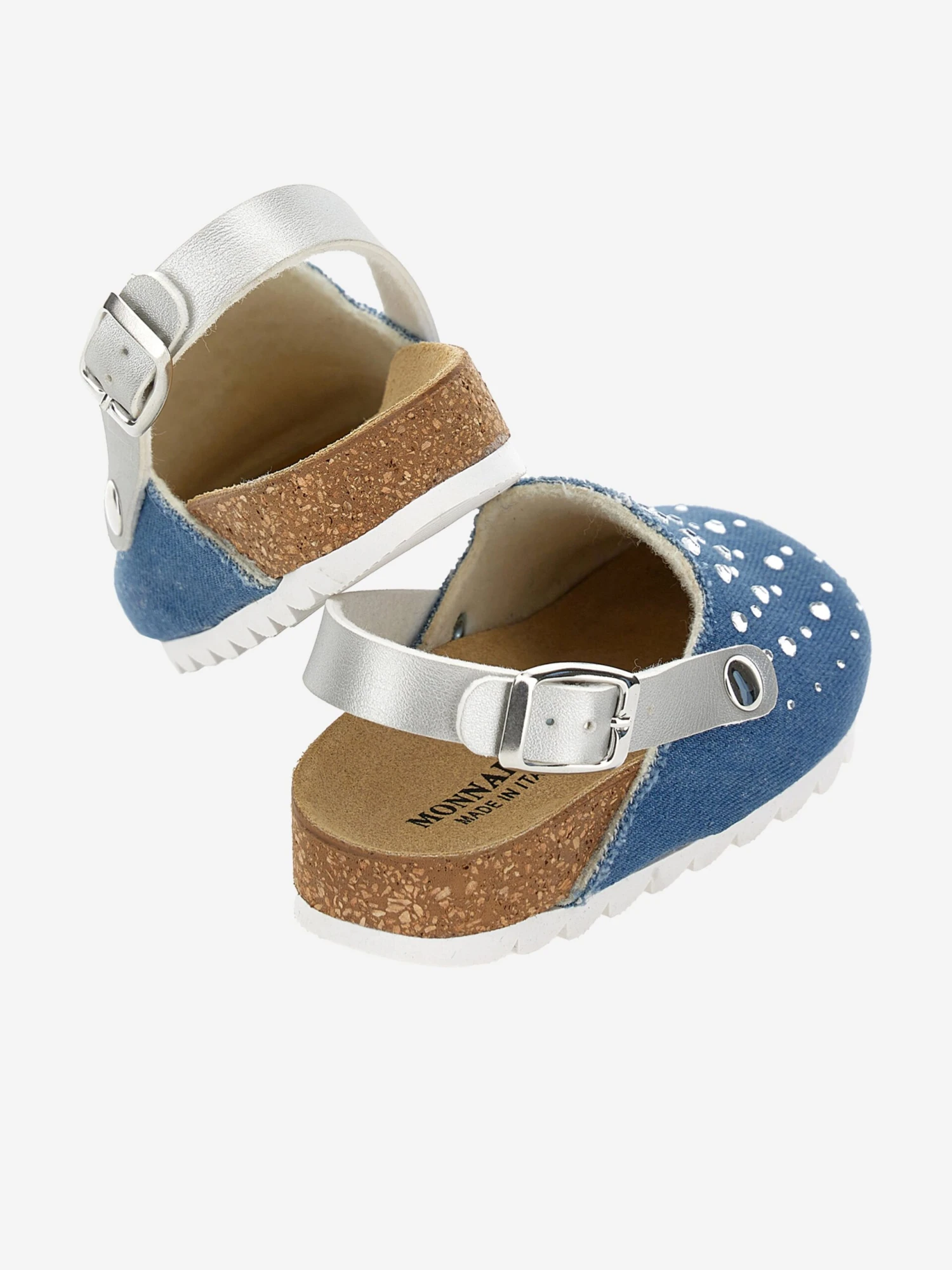 Monnalisa Girls Denim Rhinestone Sandals In Blue 4 Monnalisa Girls Denim Rhinestone Sandals In Blue - Image 4
