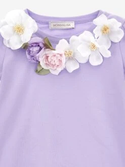 Monnalisa Girls Floral T-Shirt In Purple -Childrens Clothing Store MLSS4078 GLICINE 3