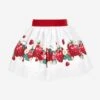 Monnalisa Girls Strawberry Skirt In White