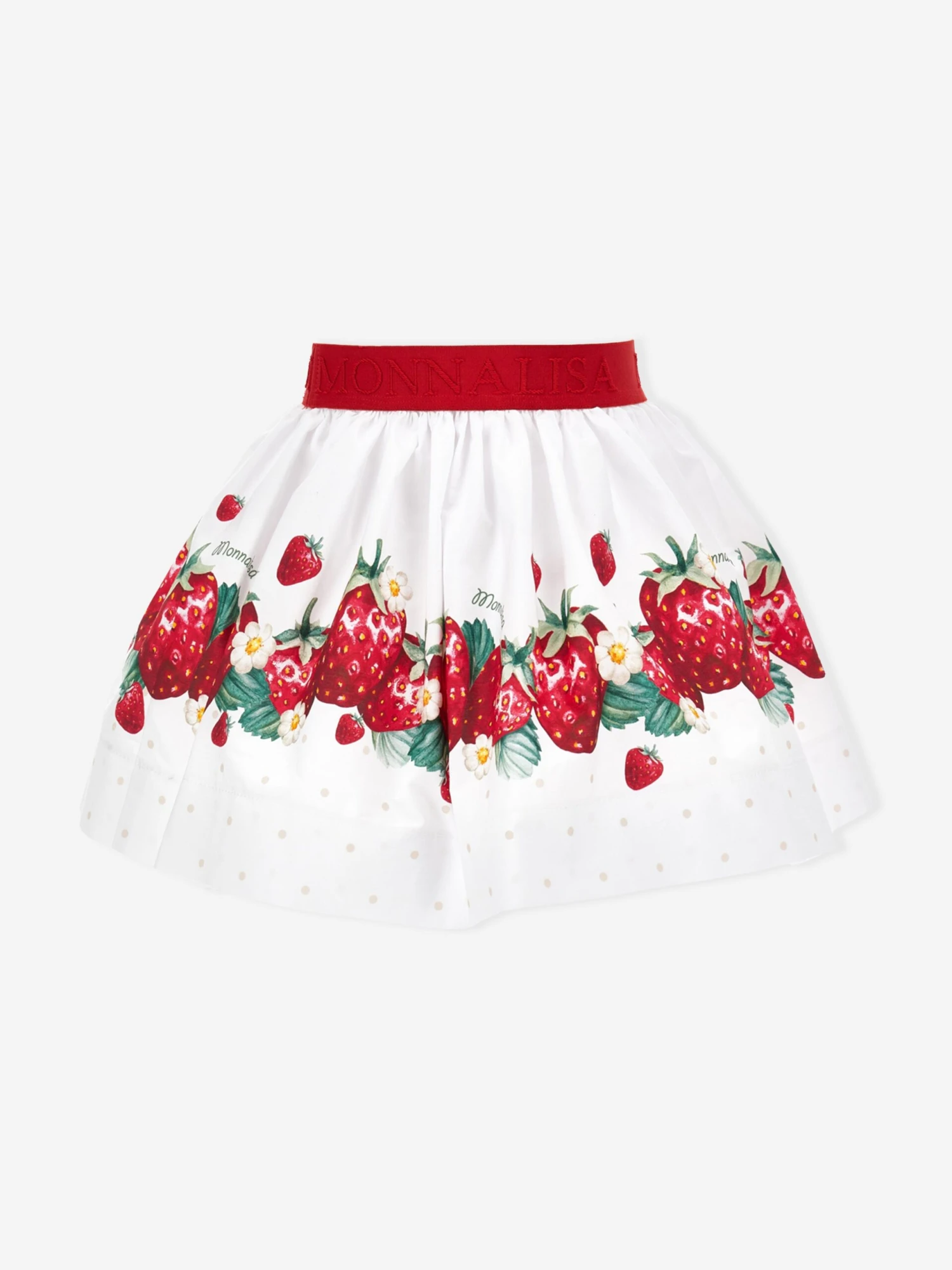 Monnalisa Girls Strawberry Skirt In White 1 Monnalisa Girls Strawberry Skirt In White