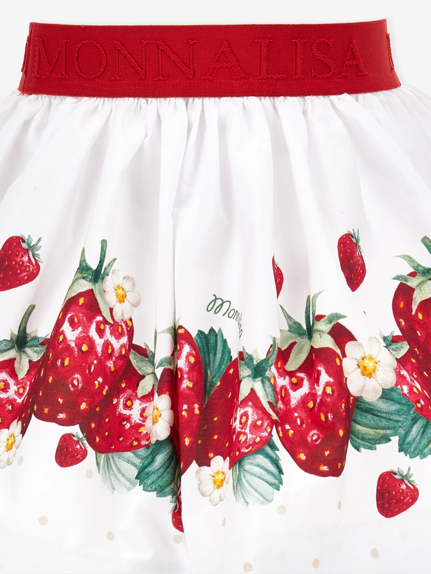 Monnalisa Girls Strawberry Skirt In White 4 Monnalisa Girls Strawberry Skirt In White - Image 4