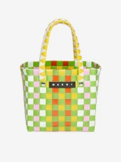 Girls Woven Micro Basket Bag In Green (14 Cm)