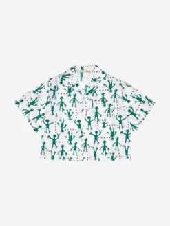 Kids Frog Print Shirt In White