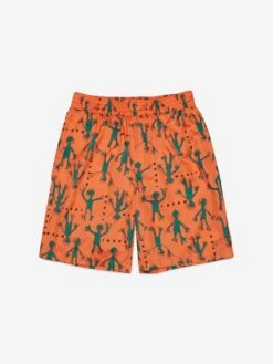 Boys Frog Print Swim Shorts In Orange